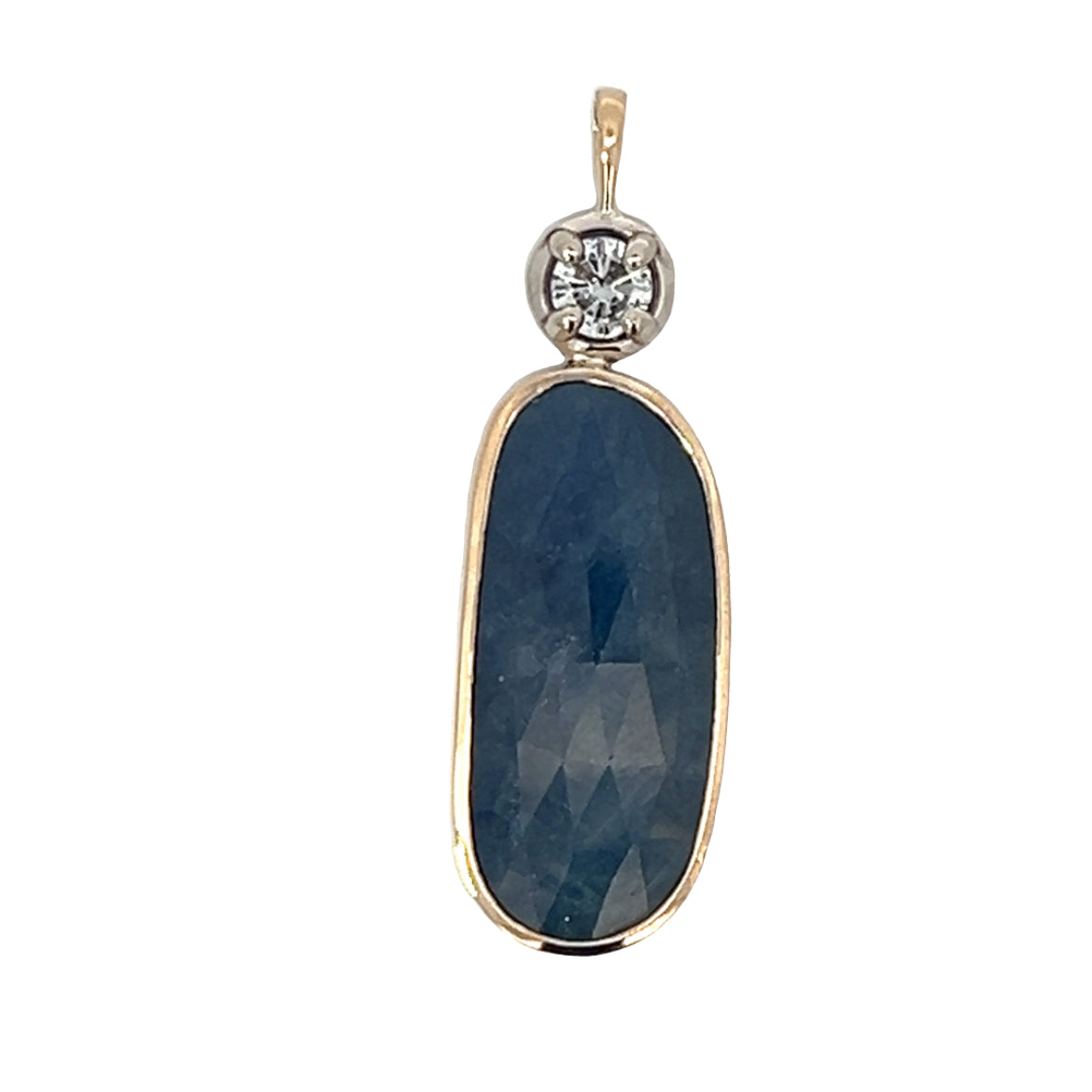 Slab Sapphire And Diamond Pendant