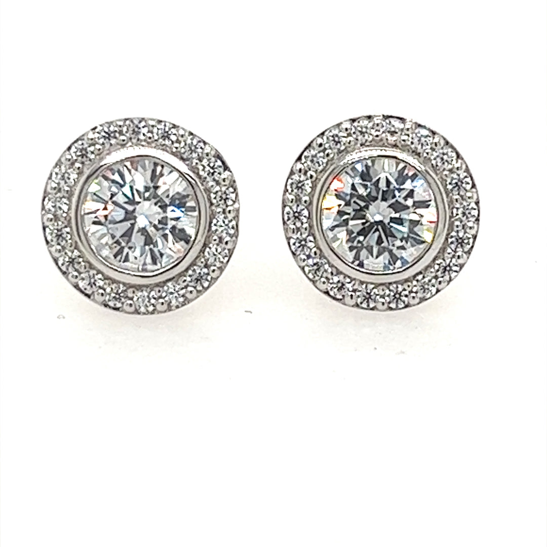 Halo Earrings Cubic Zirconia