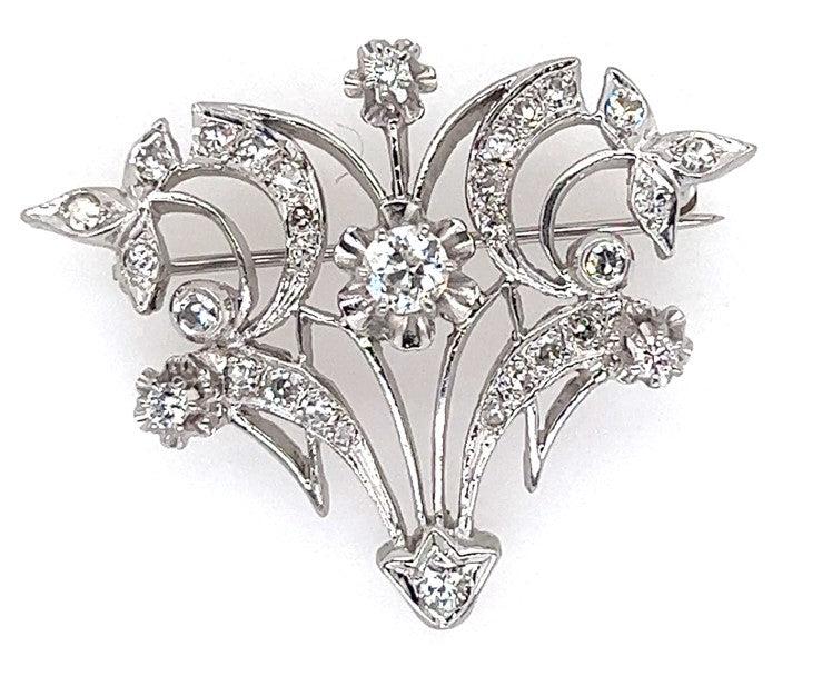 Vintage Diamond Floral Pin