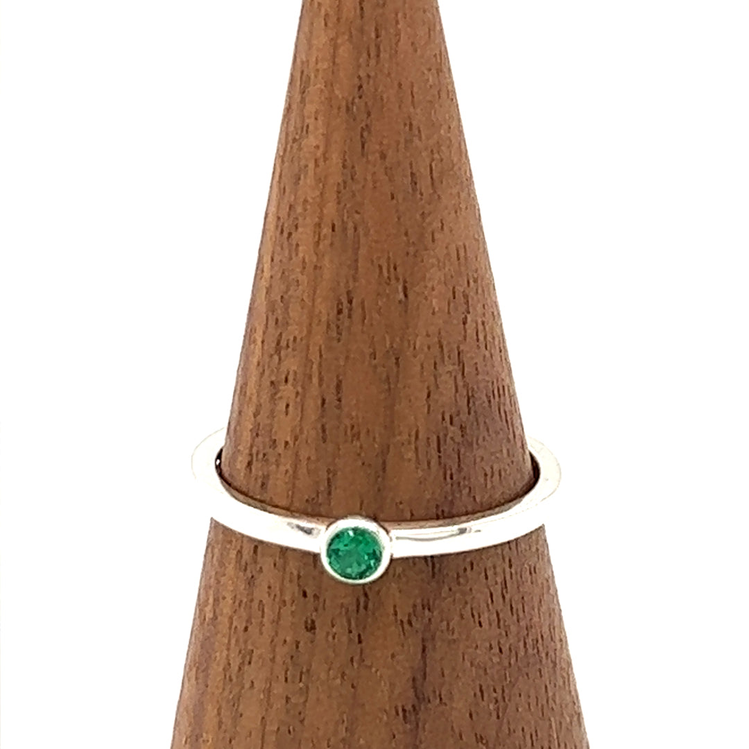 May Birthstone Emerald Stacking Ring