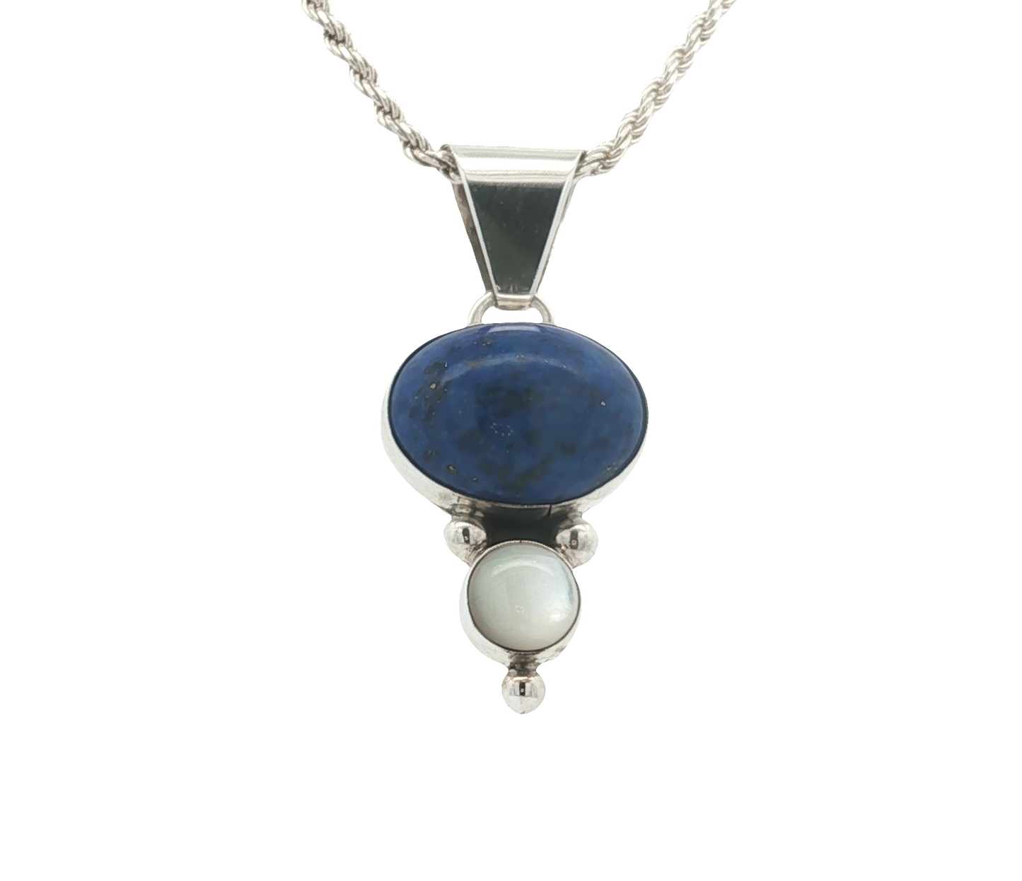 Lapis Lazuli Gemstone with Mother of Pearl Necklace