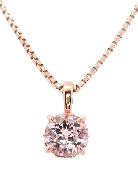 Stunning Synthethic Pink Sapphire Solitare Pendant Set in Rose Gold