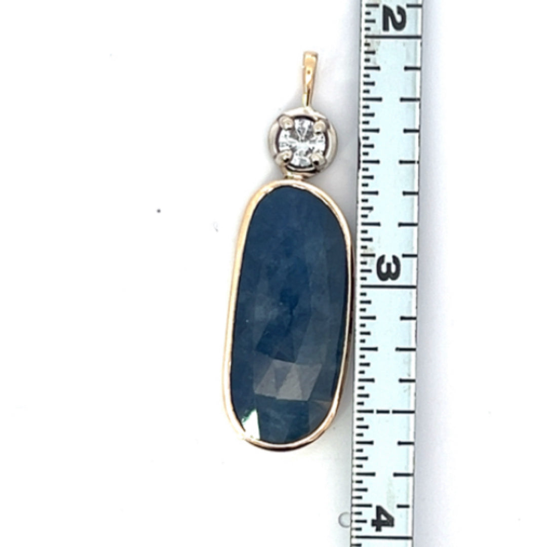 Slab Sapphire And Diamond Pendant