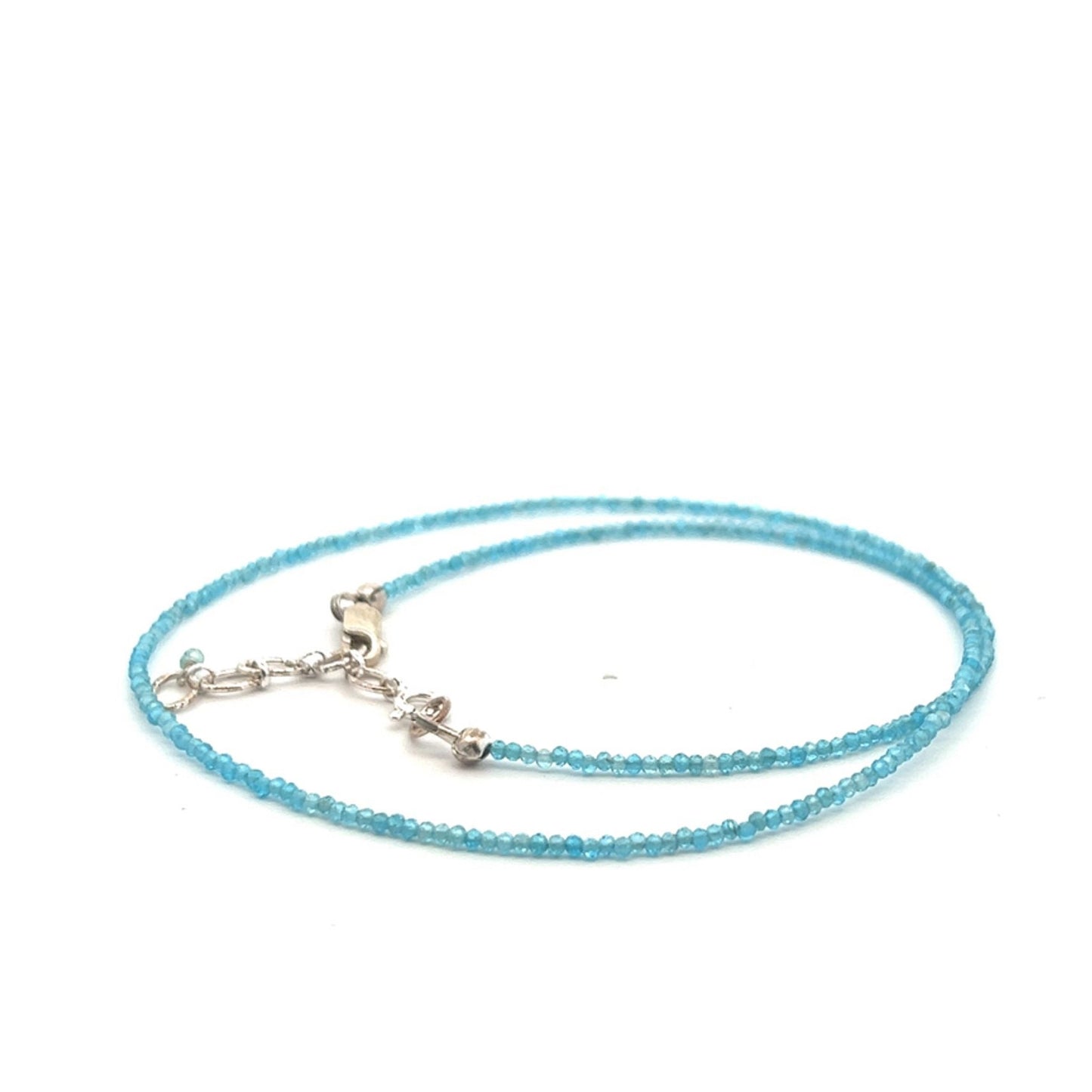 Neon Blue Apatite Gemstones Rondel Necklace