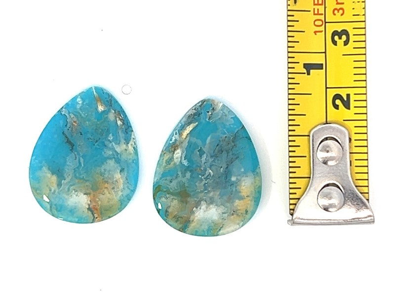 Plummed  Agate with reconsituted Turquoise backing  (Coral Sea Agate) Gemstone