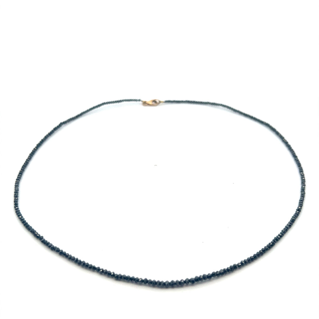 Black Diamond Bead Necklace 16 Inches