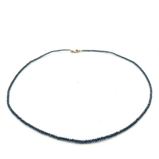 Black Diamond Bead Necklace 16 Inches