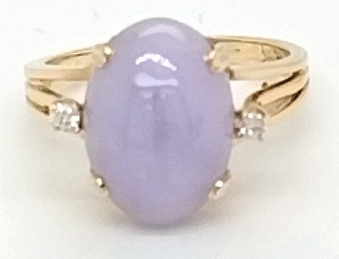 Lavendar Jade and Diamond Ring