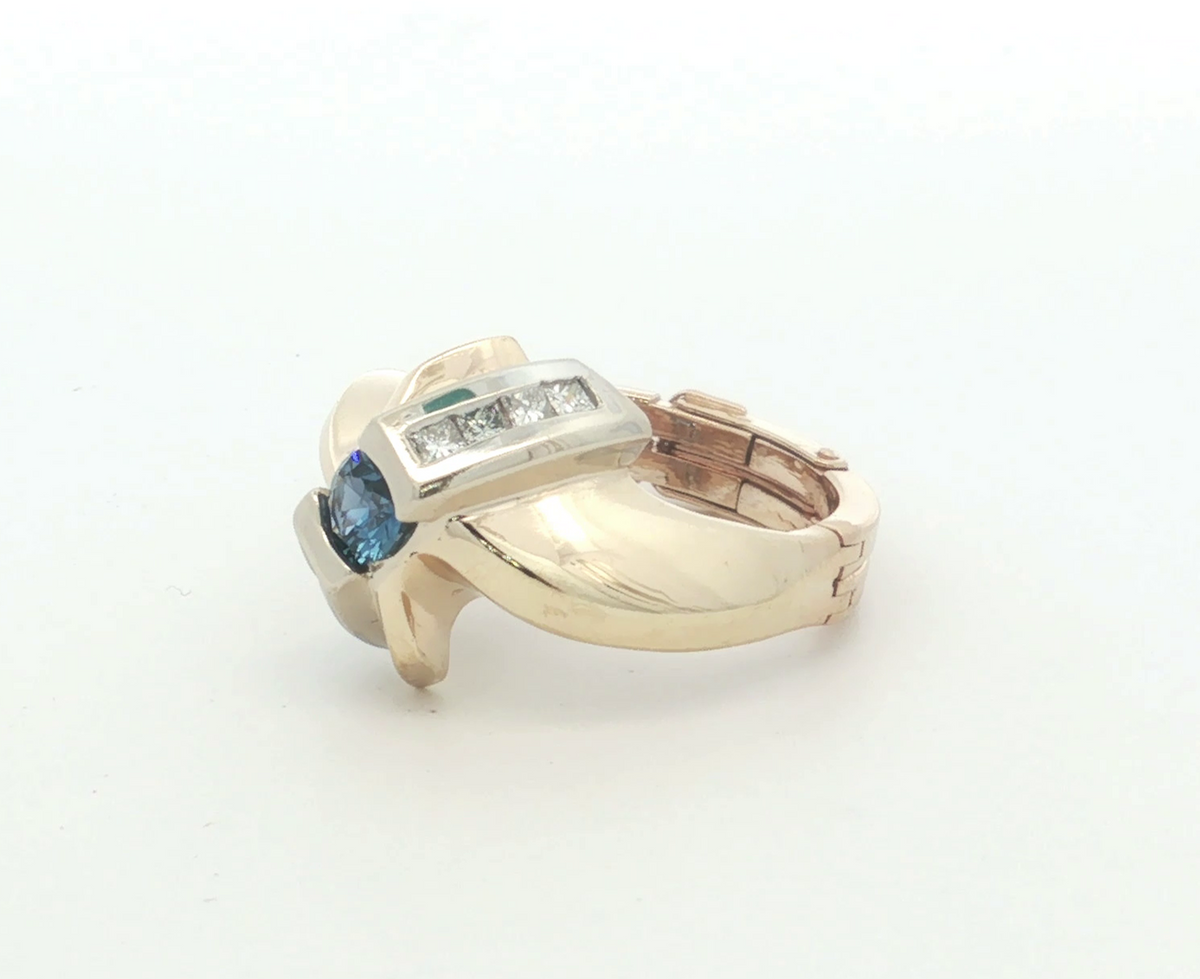 Estate Yogo Montana and Diamond Ring