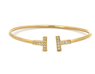 Elegant T Diamond Cuff Bracelet