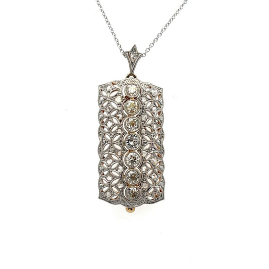 Vintage Brooch/Pendant with Euopean and Rose Cut Diamonds