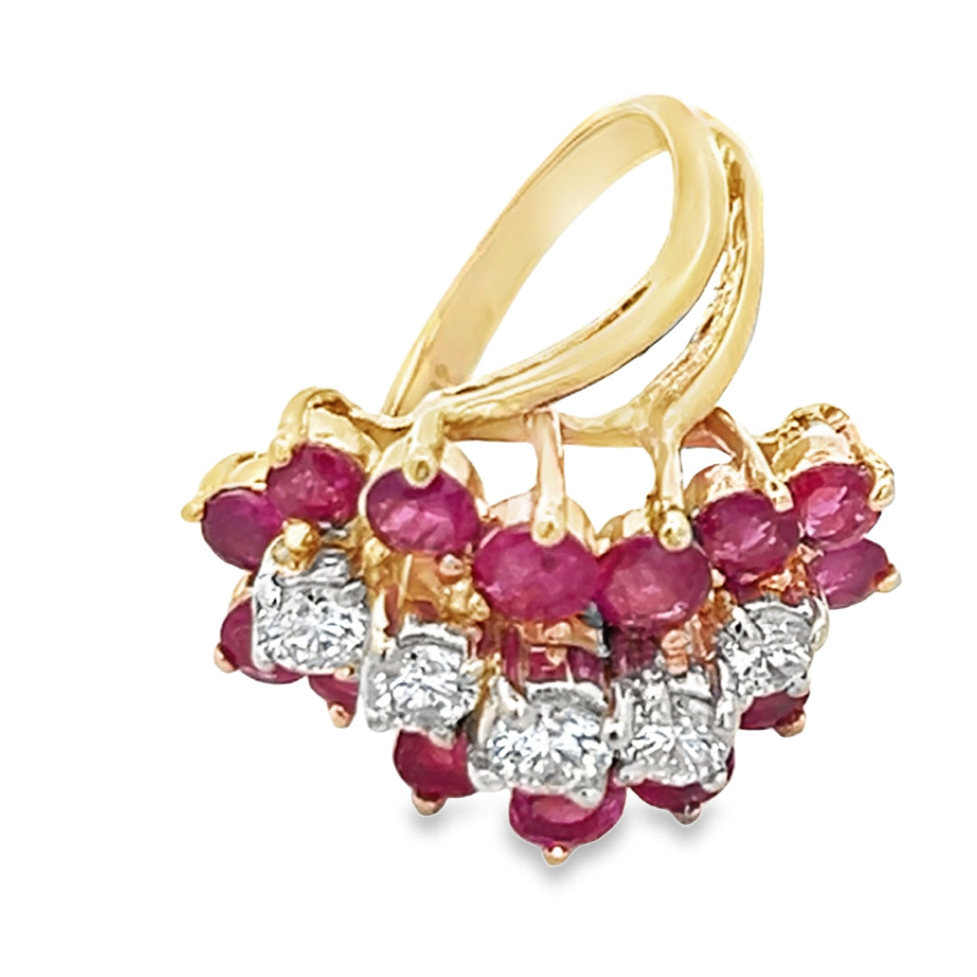 Ruby And Diamond Cluster Ring