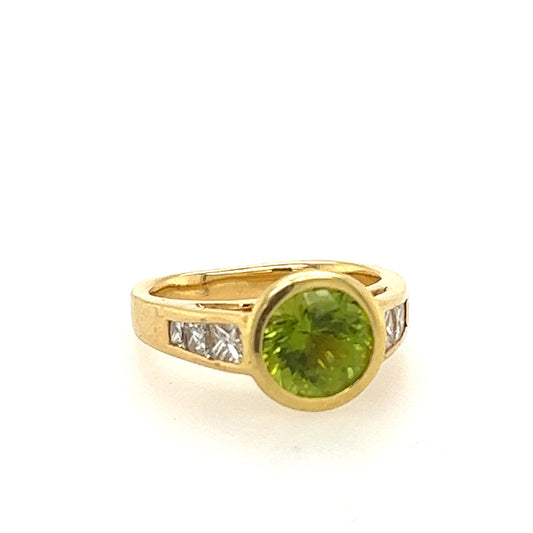Peridot and Channel-set Princess Cut Diamonds
