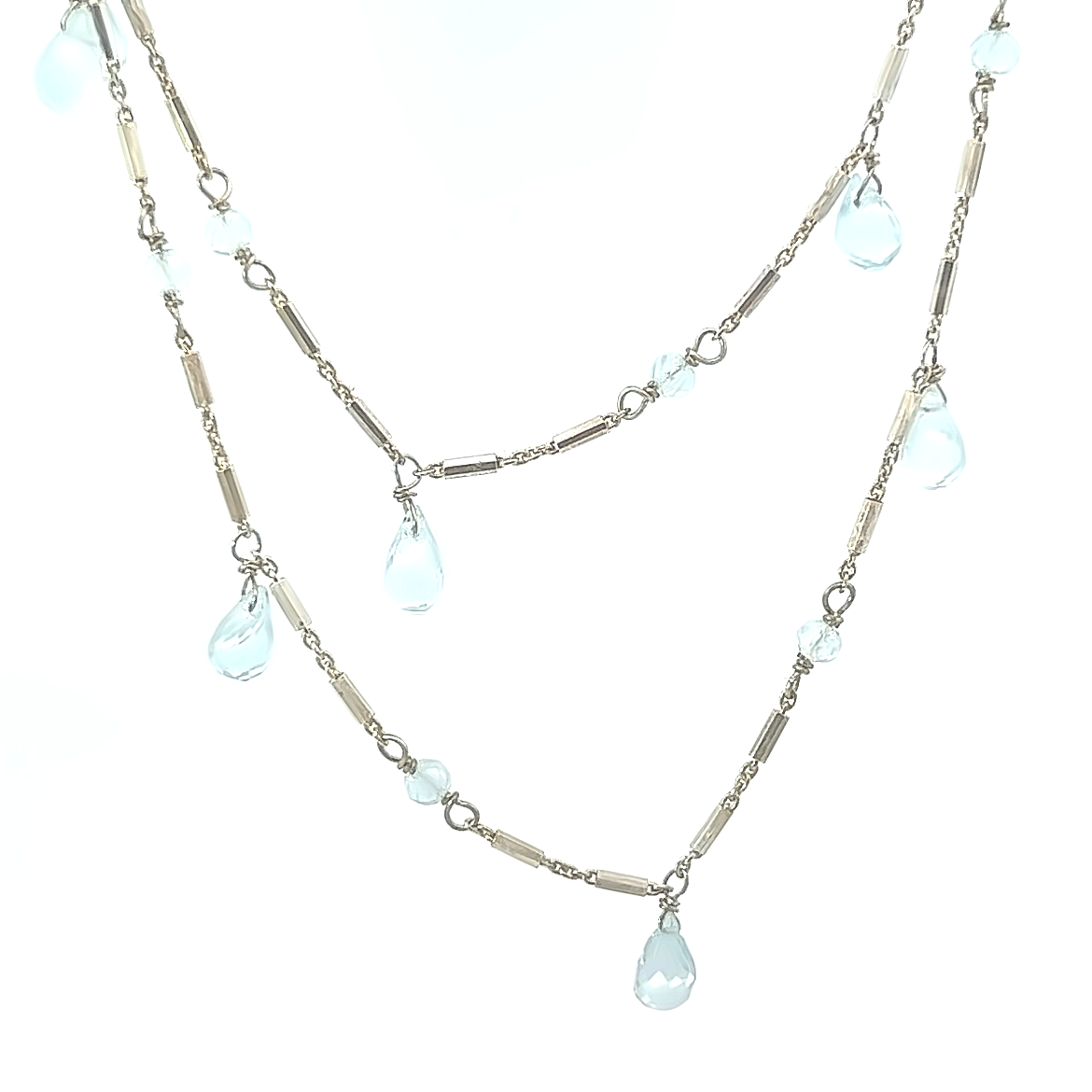 Tear Drop Blue Topaz and Silver necklace