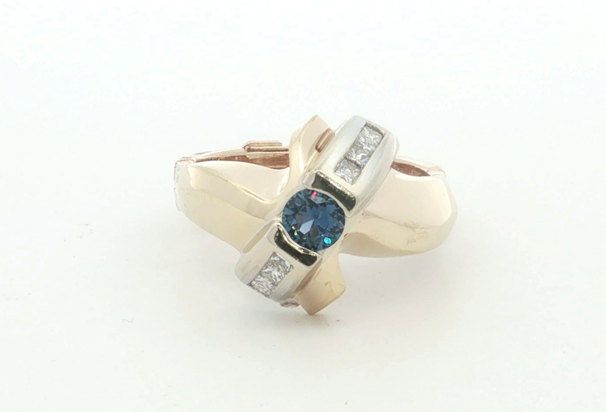 Estate Yogo Montana and Diamond Ring