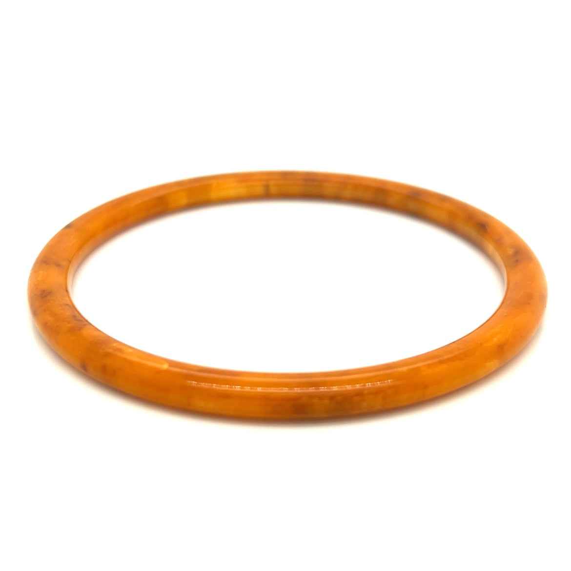 Vintage Bakelite Mustard Yellow/ Butterscotch Marble Bangle Bracelet