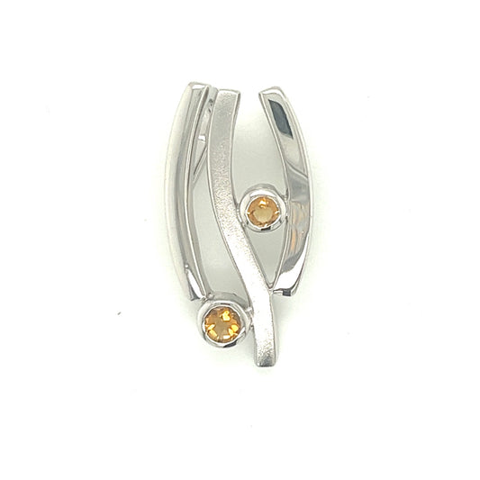 Sterling Silver Necklace with Citrine Gemstones