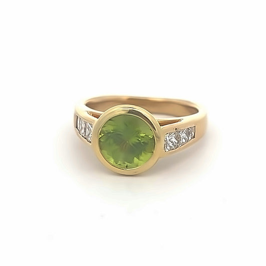 Peridot and Channel-set Princess Cut Diamonds