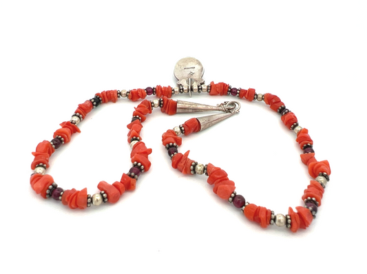 Vintage Coral and  Stone Necklace
