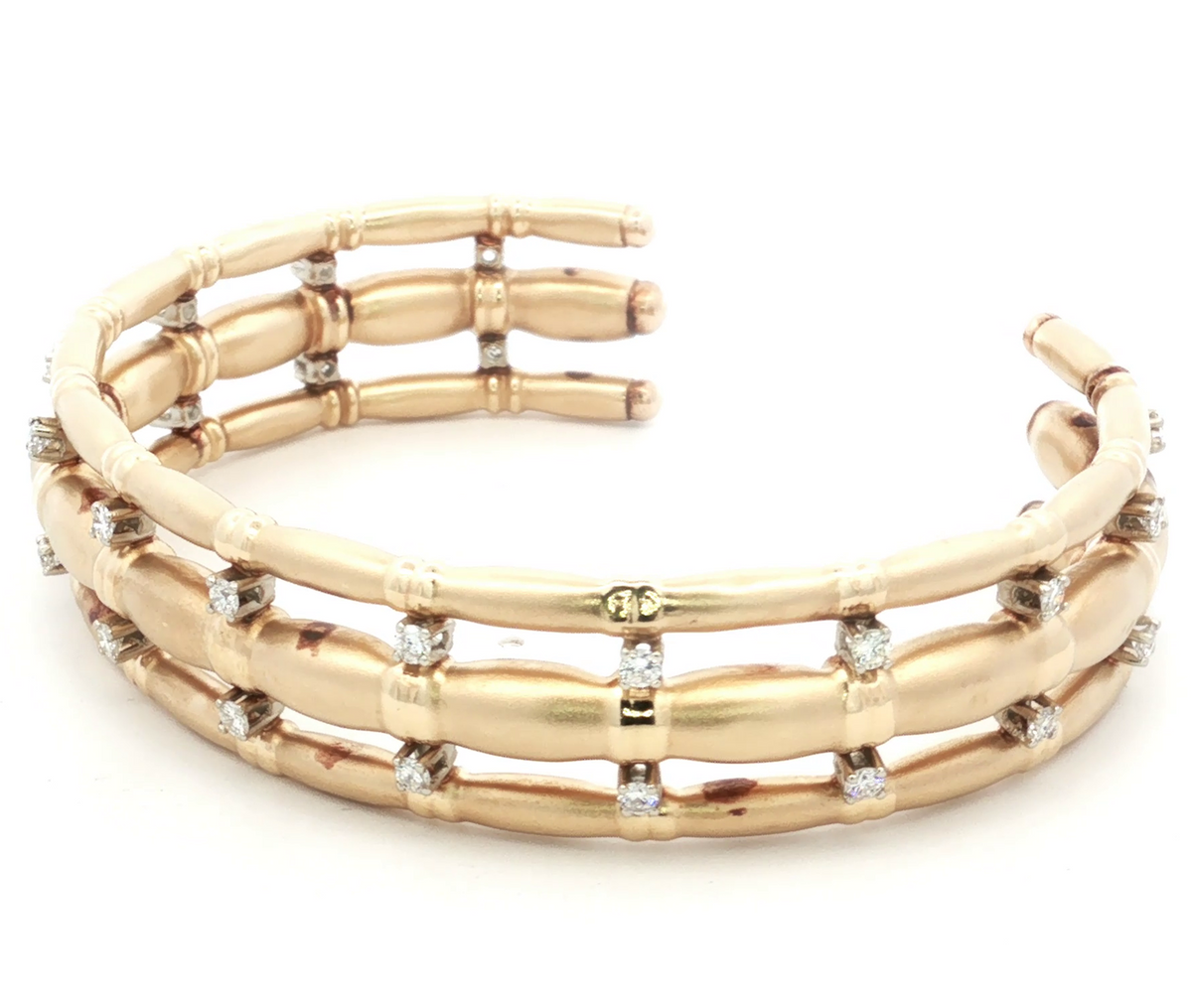 Bamboo Vintage Diamond Cuff Bracelet