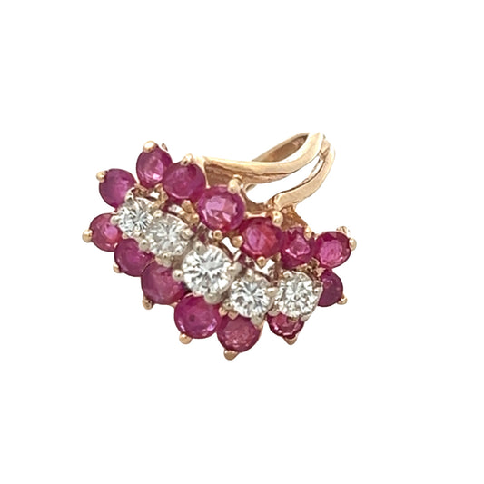 Ruby And Diamond Cluster Ring