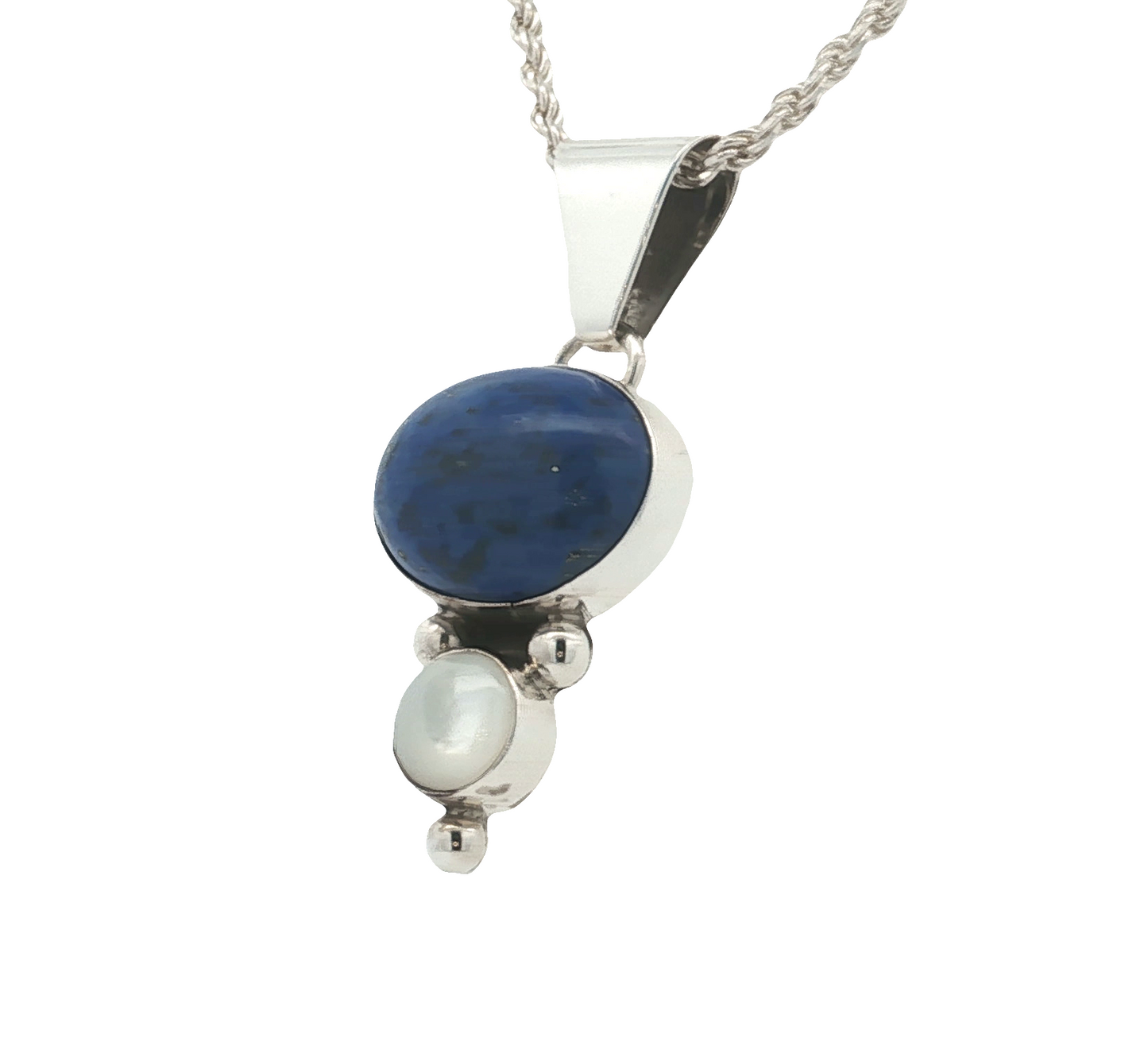 Lapis Lazuli Gemstone with Mother of Pearl Necklace