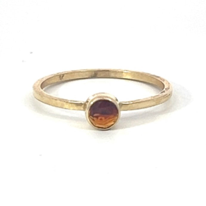 Madeira Citrine Bezel Set Stackng Ring