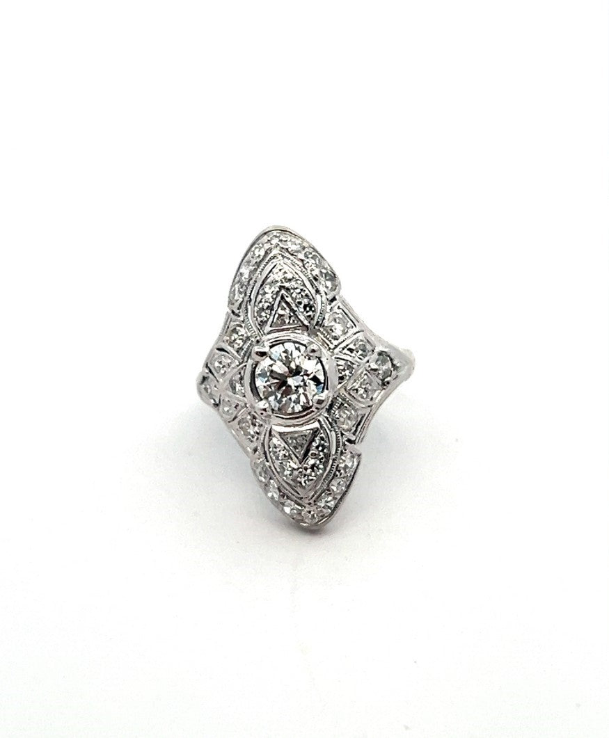 Vintage 1920 circa Platinum Navette Ring