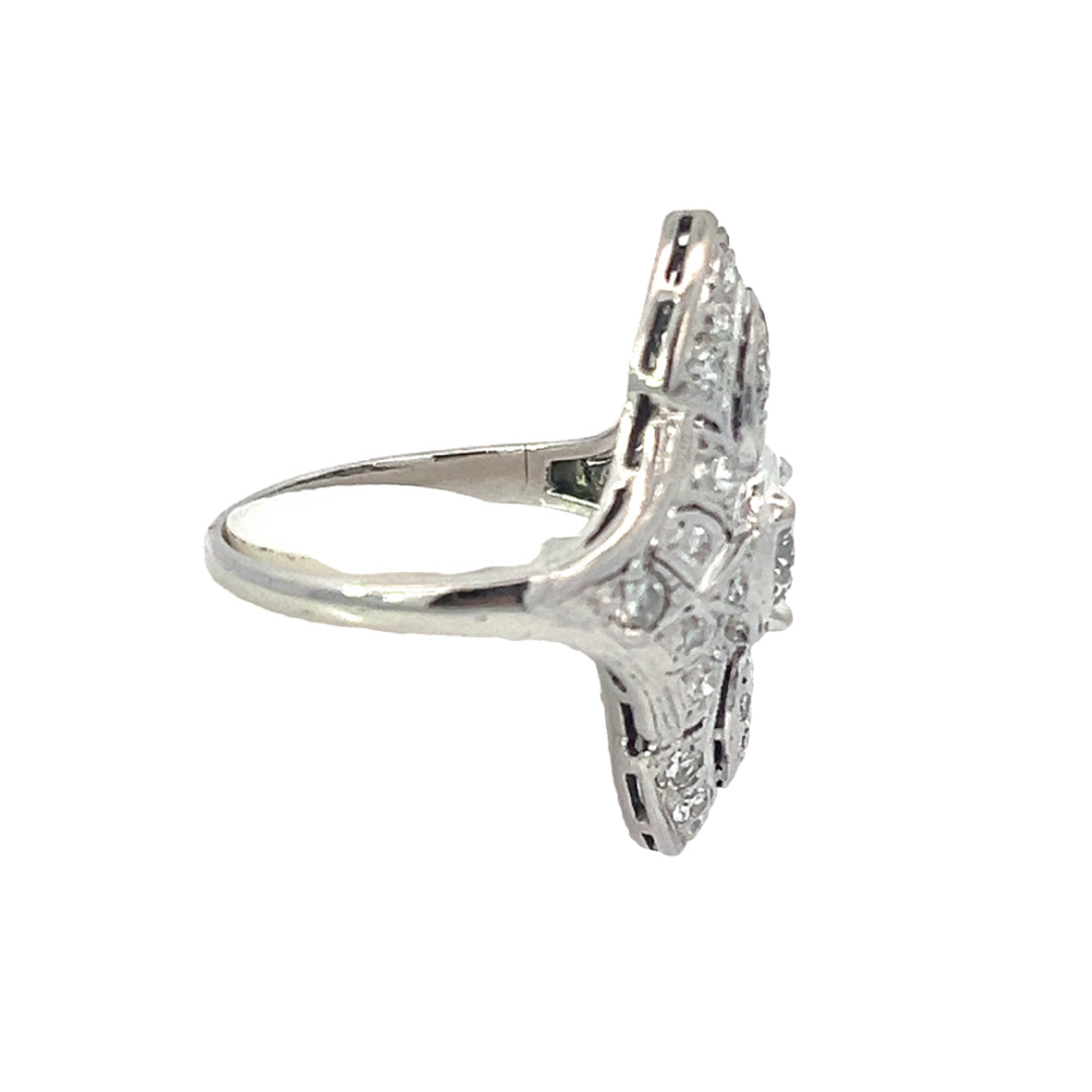 Vintage 1920 circa Platinum Navette Ring