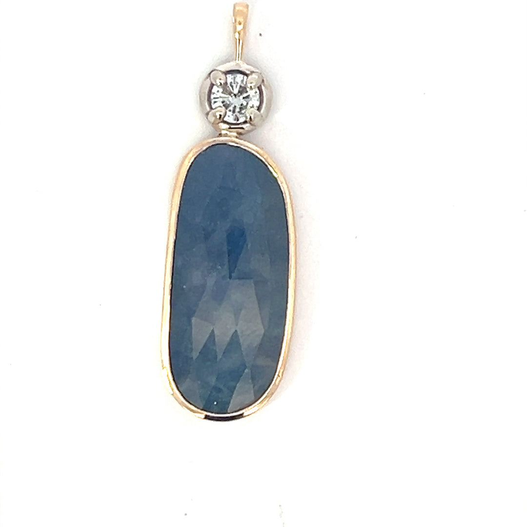 Slab Sapphire And Diamond Pendant