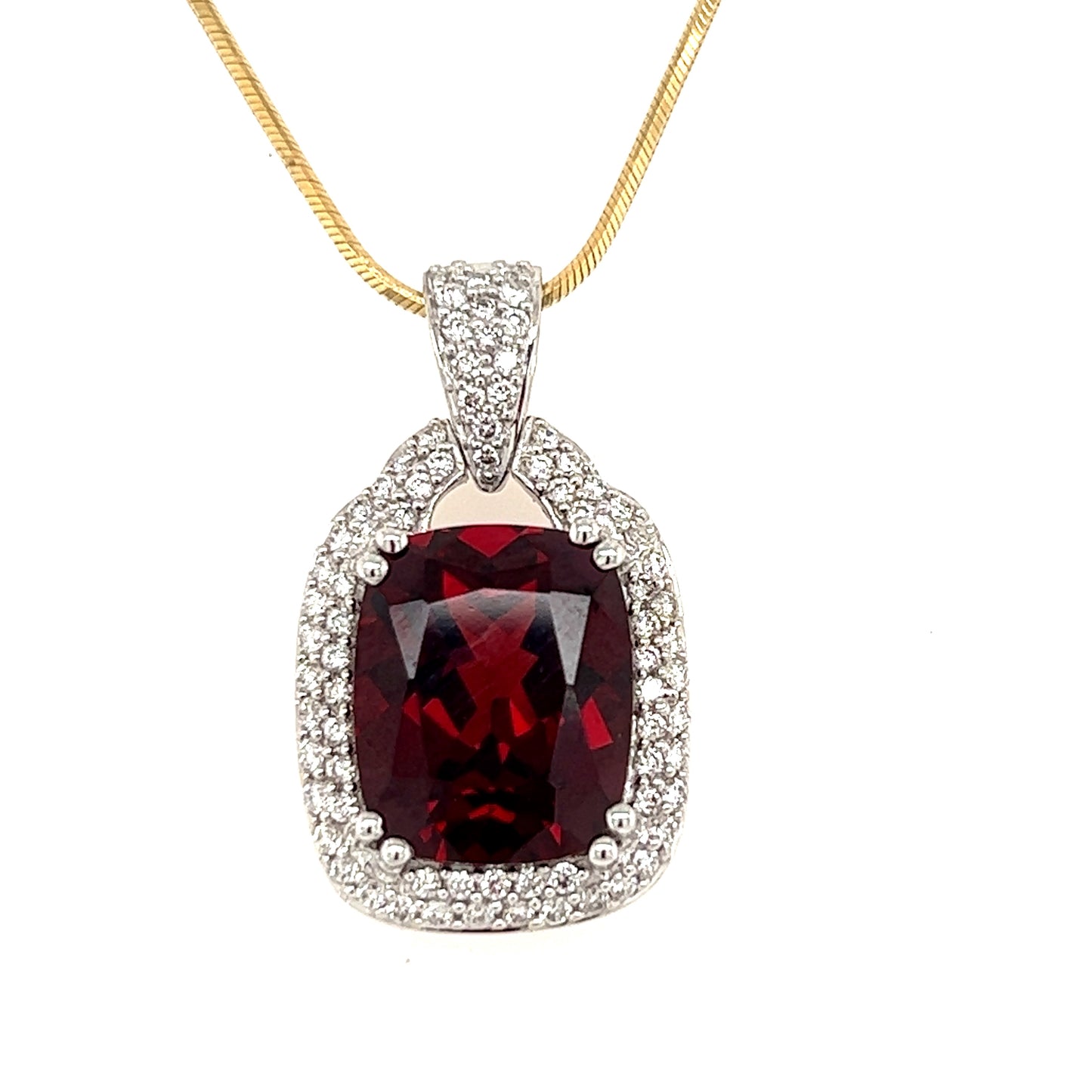 Fabulous Garnet with Diamond Surrounding Necklace