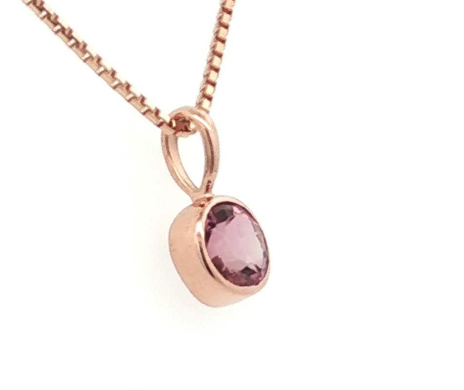 Pink Tourmaline Bezel Necklace