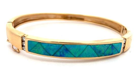 Kabana Opal And Diamond Bangle Bracelet