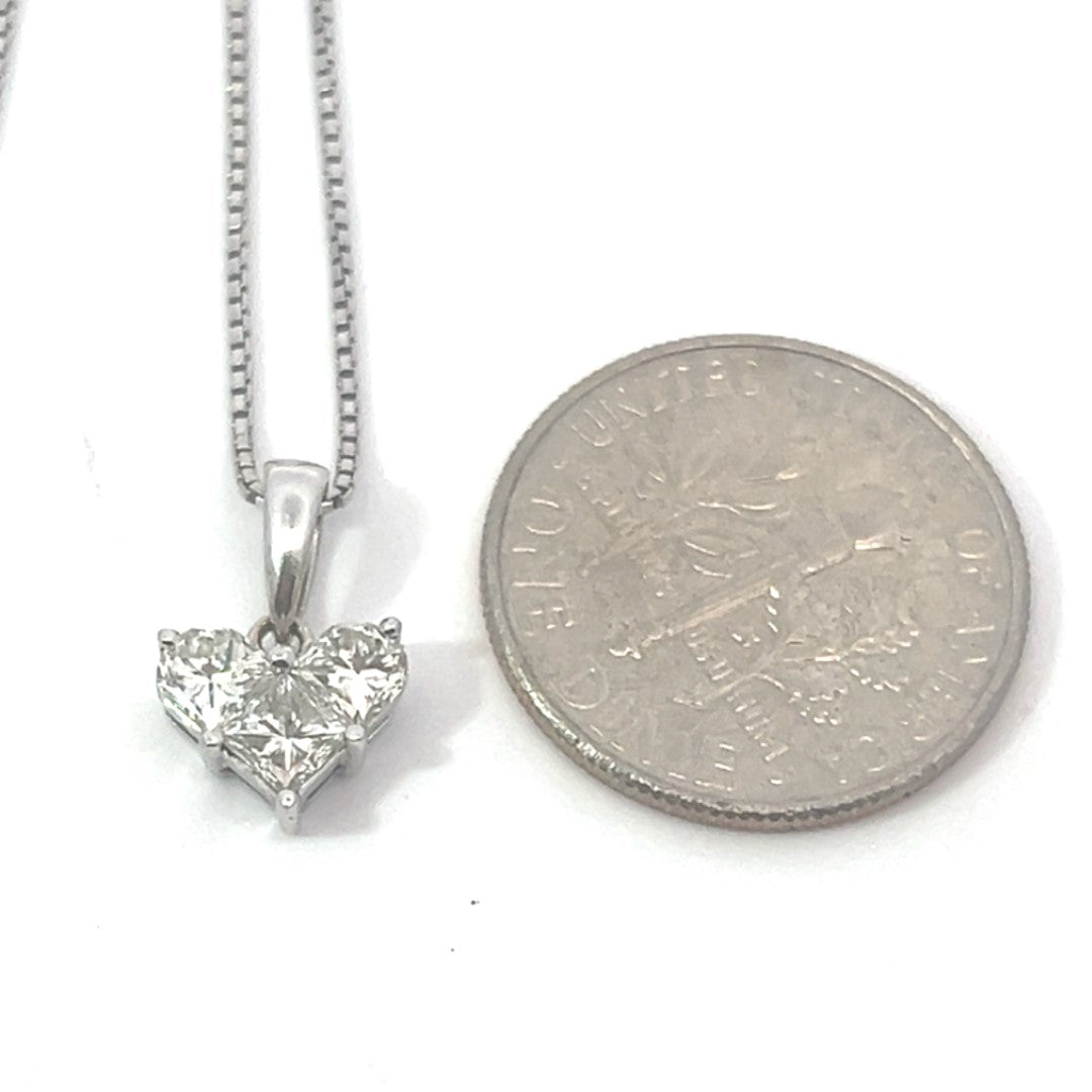 Three Diamonds Forming A Heart Shape Necklace