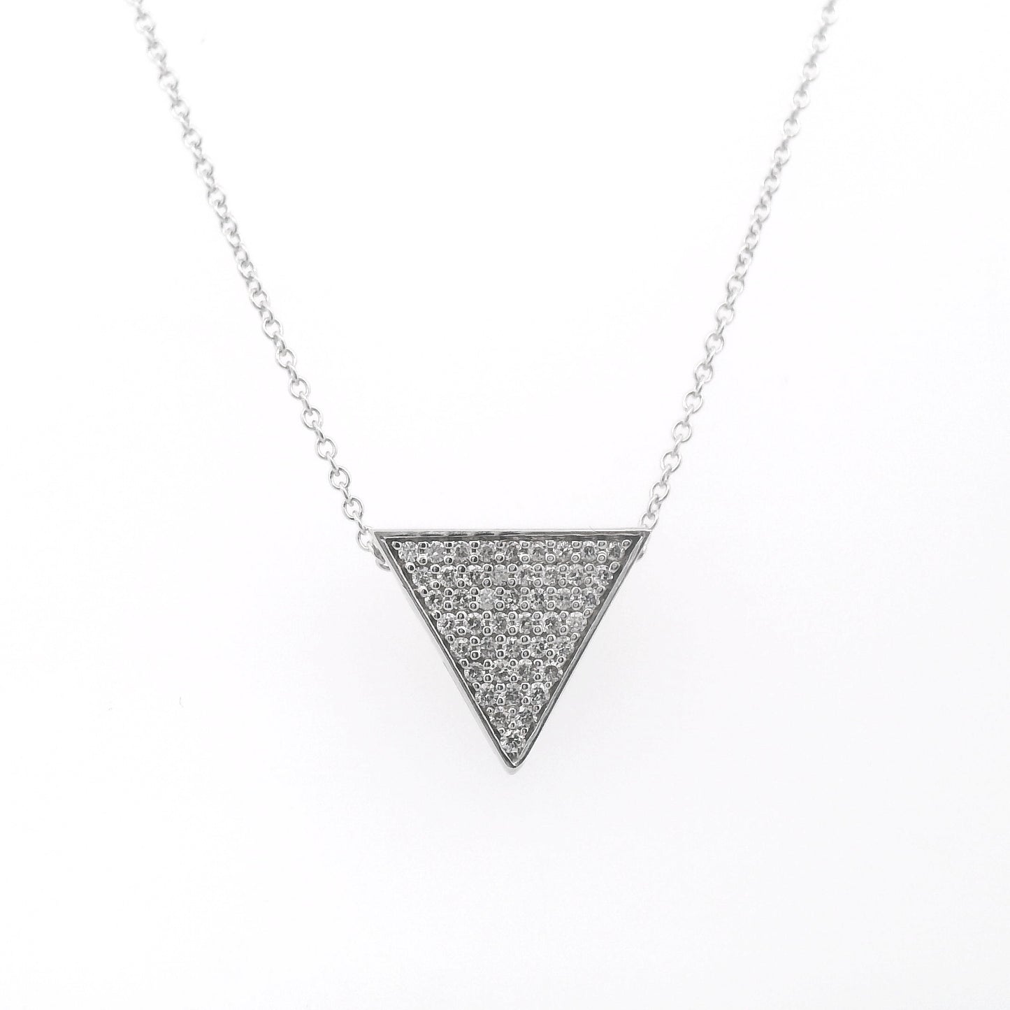 Triangle Pendant with Pave Round Brrilliant Cut Diamonds