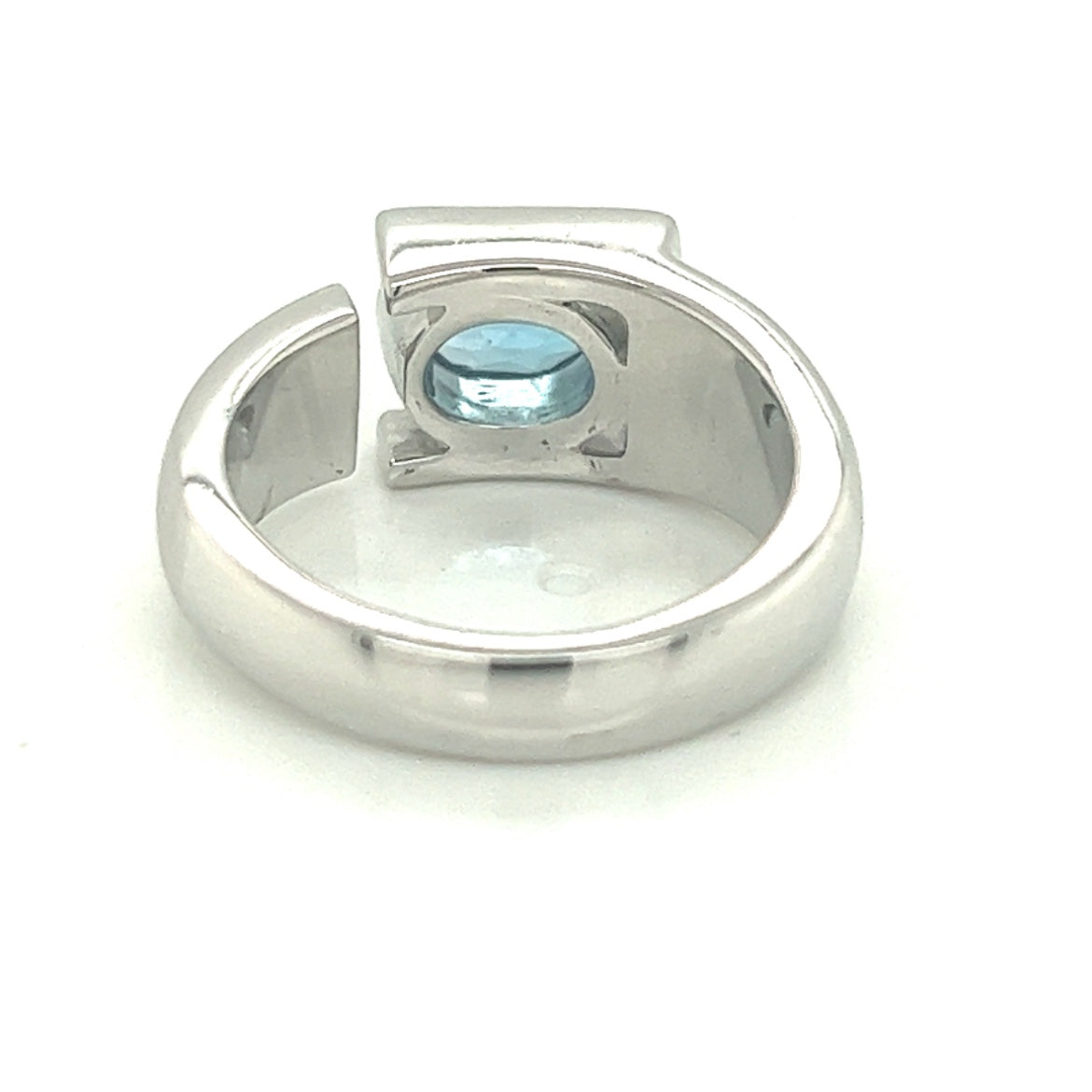 Oval Blue Topaz Bezel Set Ring