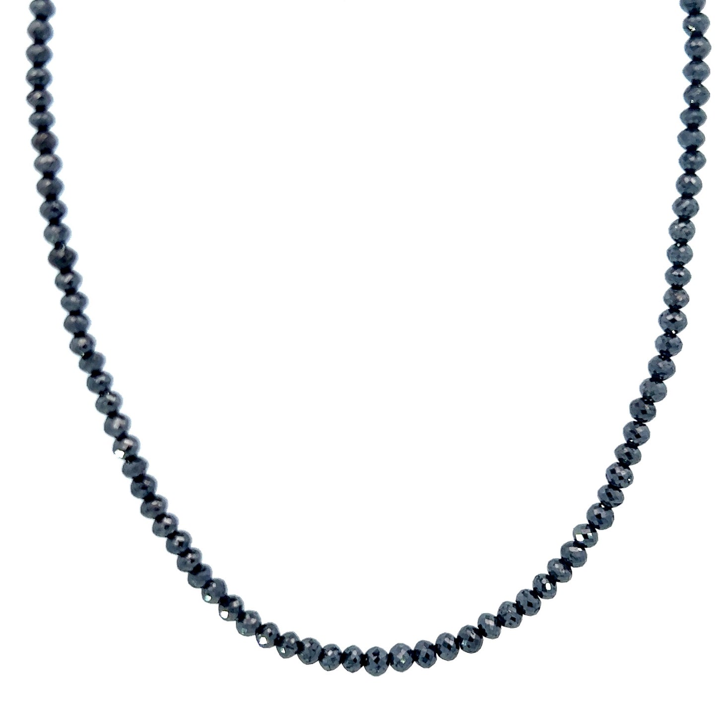 Black Diamond Bead Necklace 16 Inches