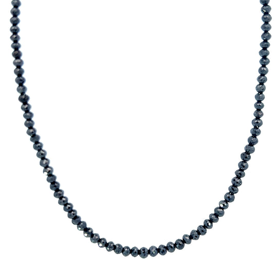 Black Diamond Bead Necklace 16 Inches