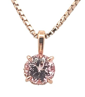 Stunning Synthethic Pink Sapphire Solitare Pendant Set in Rose Gold
