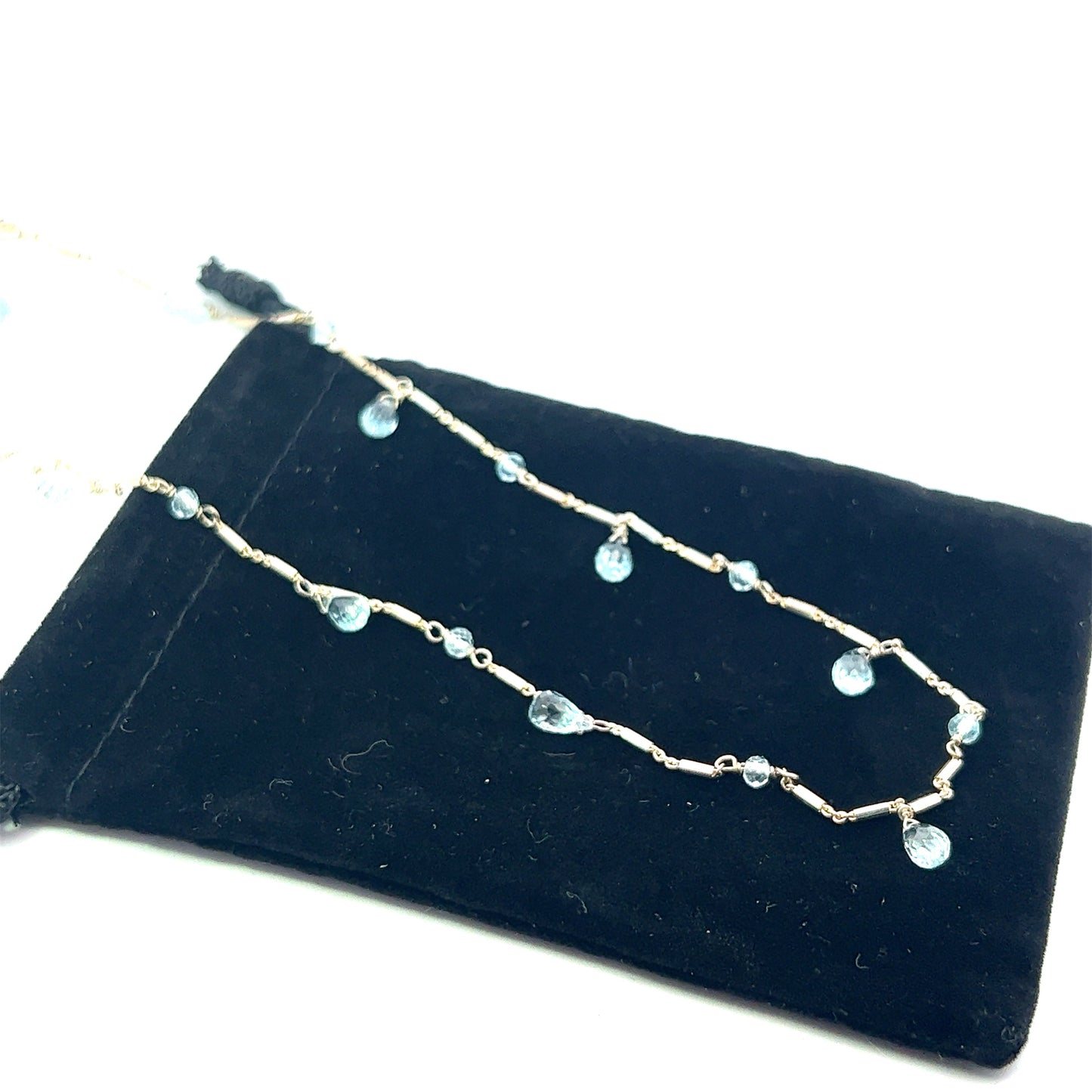 Tear Drop Blue Topaz and Silver necklace