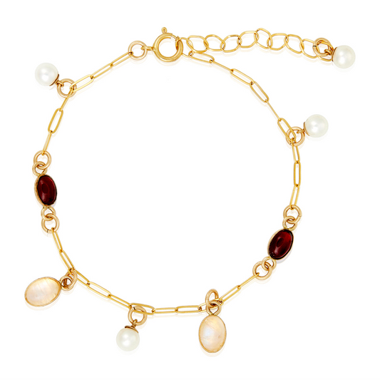 Moonstone, Garnet and Pearl Bracelet