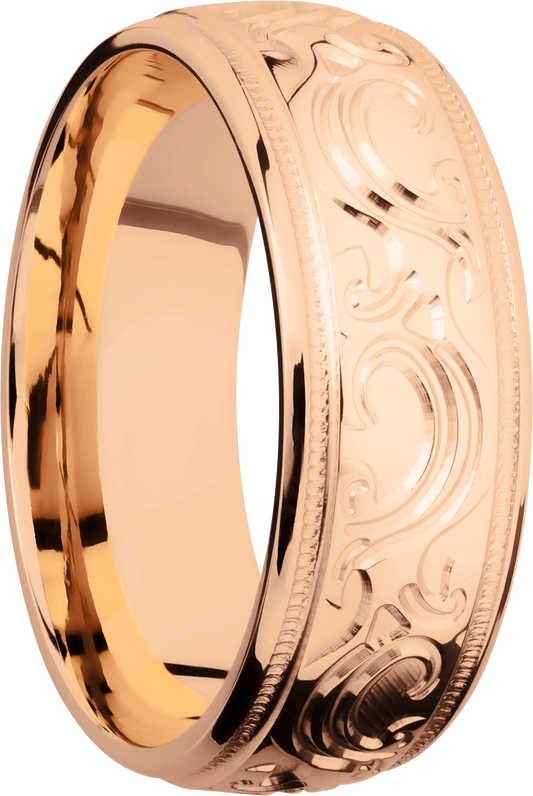 14K Rose gold band with scroll MJBA pattern