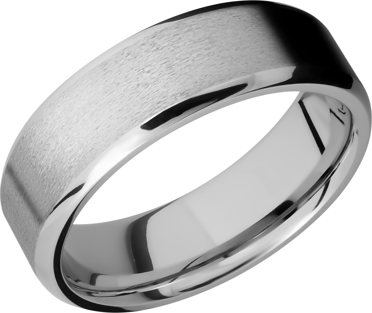 14K White gold 7mm beveled band