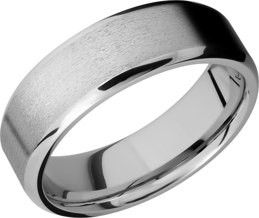 14K White gold 7mm beveled band