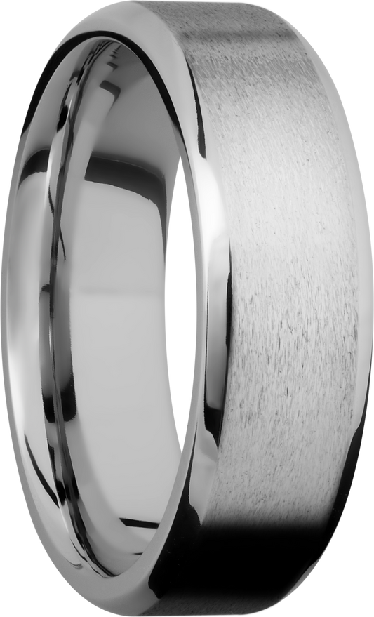 14K White gold 7mm beveled band