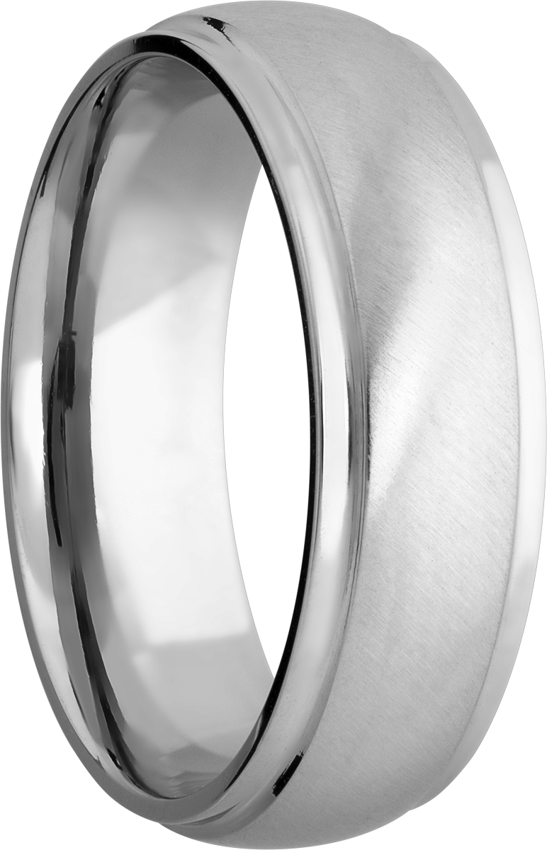 14K White gold domed band with grooved edges