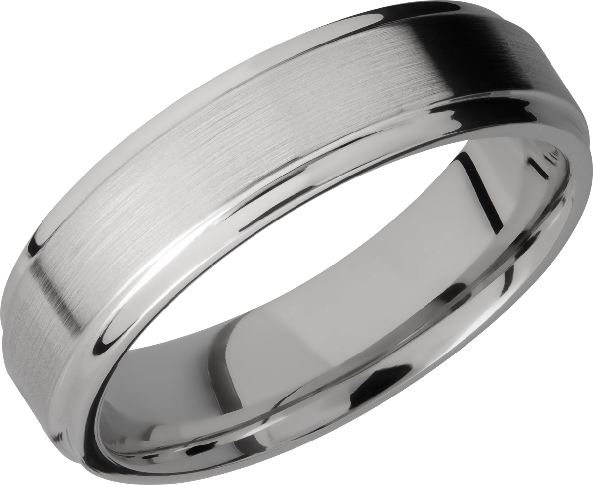 Titanium 6mm flat band with grooved edges