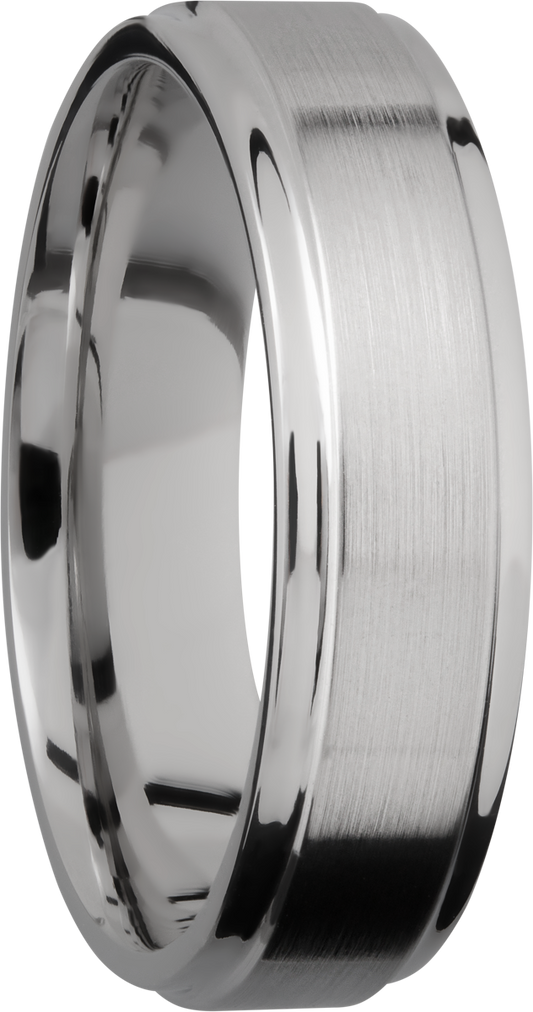 Titanium 6mm flat band with grooved edges