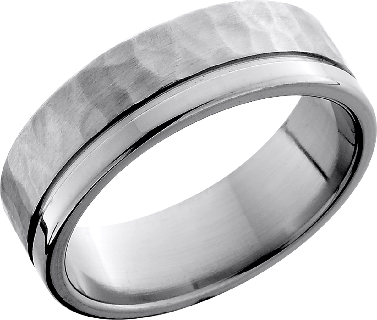 Titanium 7mm flat band with an off-center .5mm groove