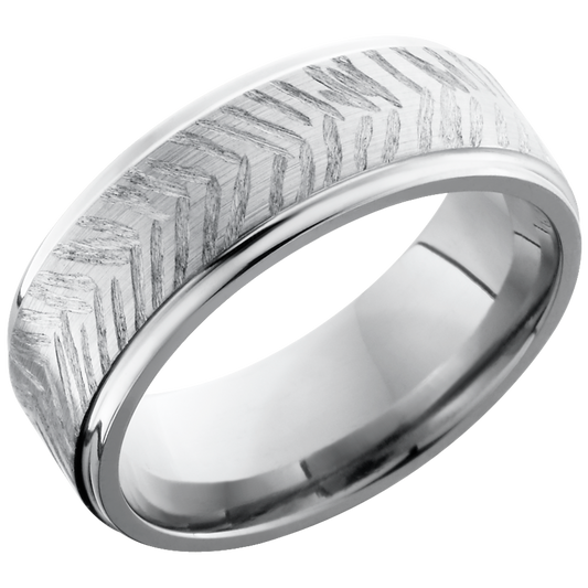 Titanium 8mm flat band with grooved edges